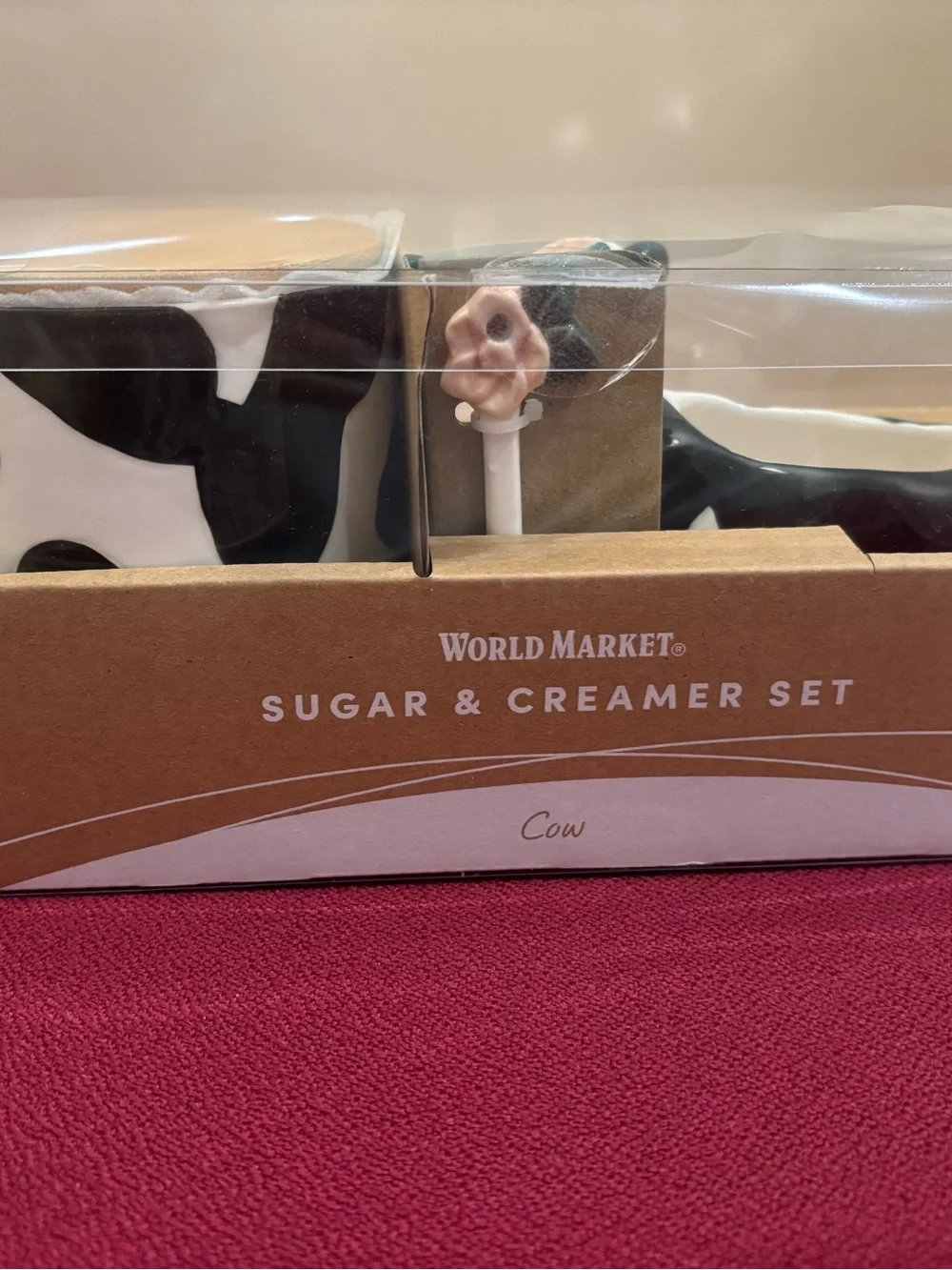 Cost Plus World Market Cow Creamer and Sugar Set- Comes w/Sugar Spoon. NIB.